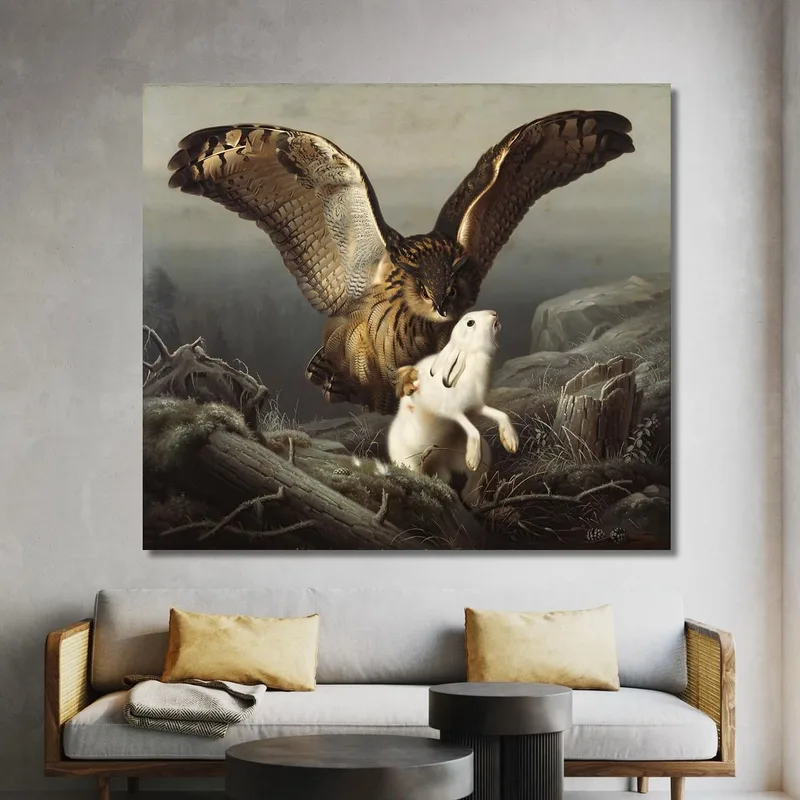 An Eagle-Owl Seizes A Hare Ferdinand von Wright