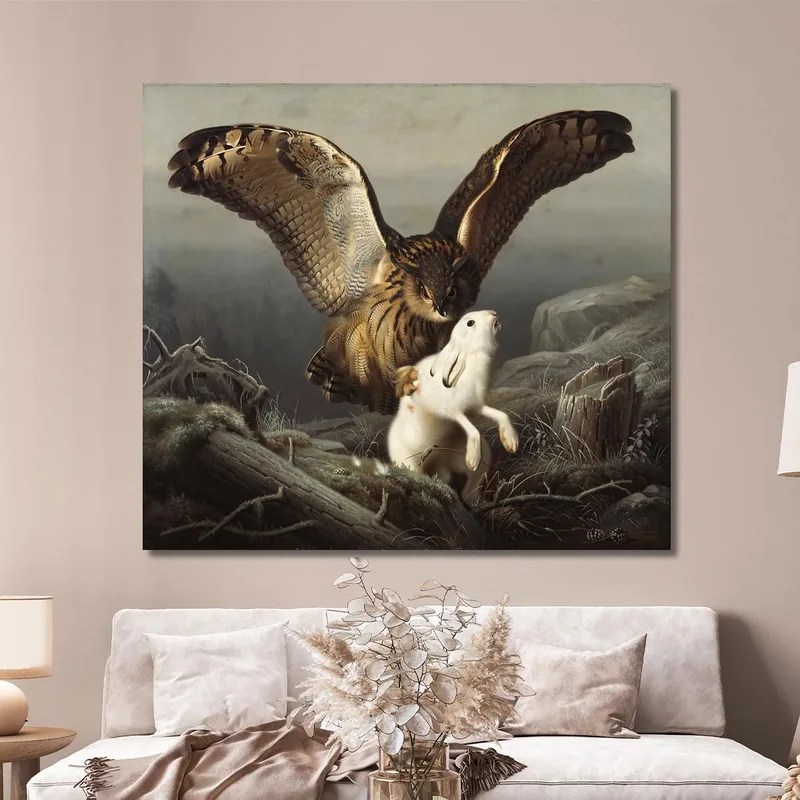 An Eagle-Owl Seizes A Hare Ferdinand von Wright