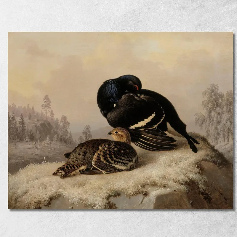 Birkhahn Und Henne Ferdinand von Wright drucken auf leinwand