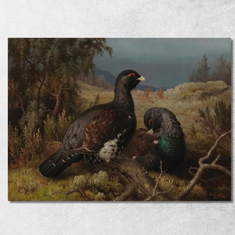 Auerhähne Ferdinand von Wright drucken auf leinwand