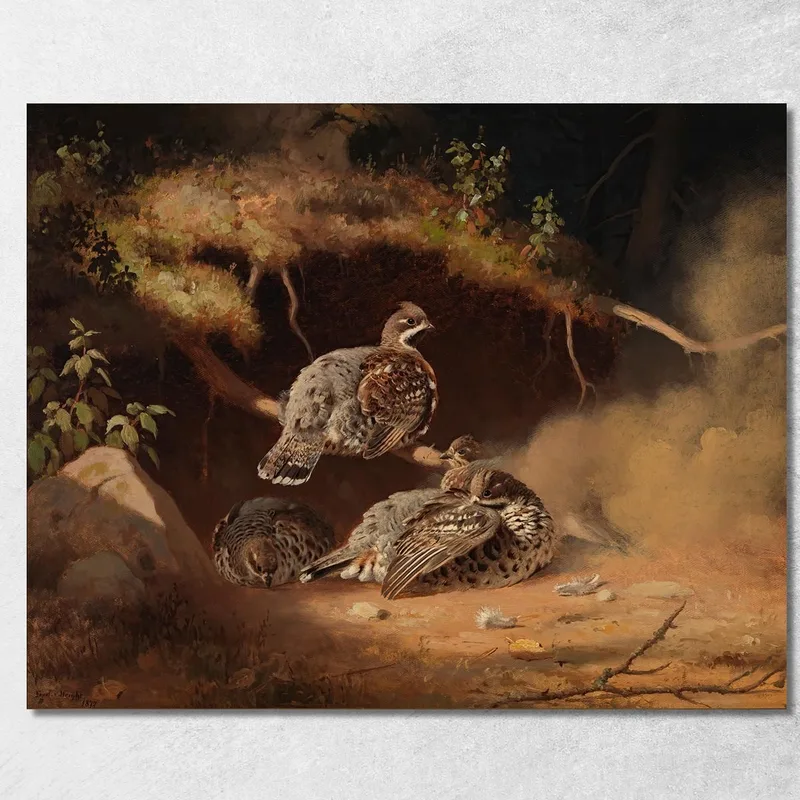 Haselhuhn Im Sand Badend Ferdinand von Wright drucken auf leinwand