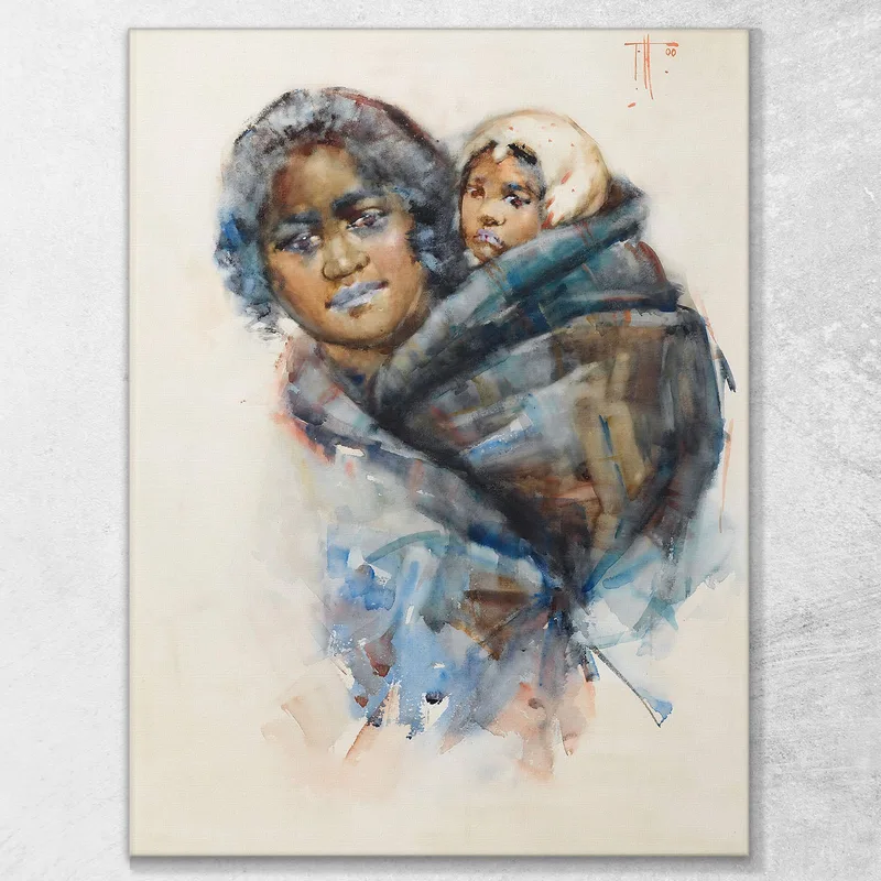 Donna E Bambino Maori Frances Hodgkins quadro stampa su tela