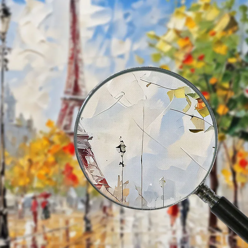 Pintura Moderna Ciudad Abstracta Paseo Otoñal En París Con Vista A La Torre Eiffel