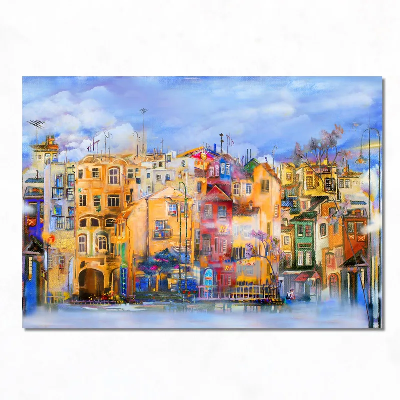 Impression sur toile paysage urbain coloré