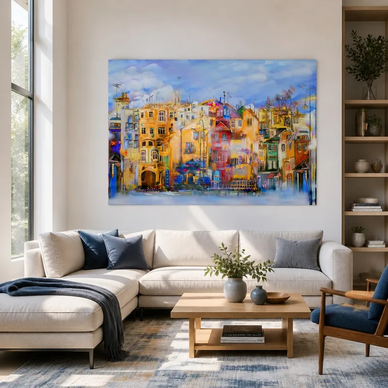 Impression sur toile paysage urbain coloré