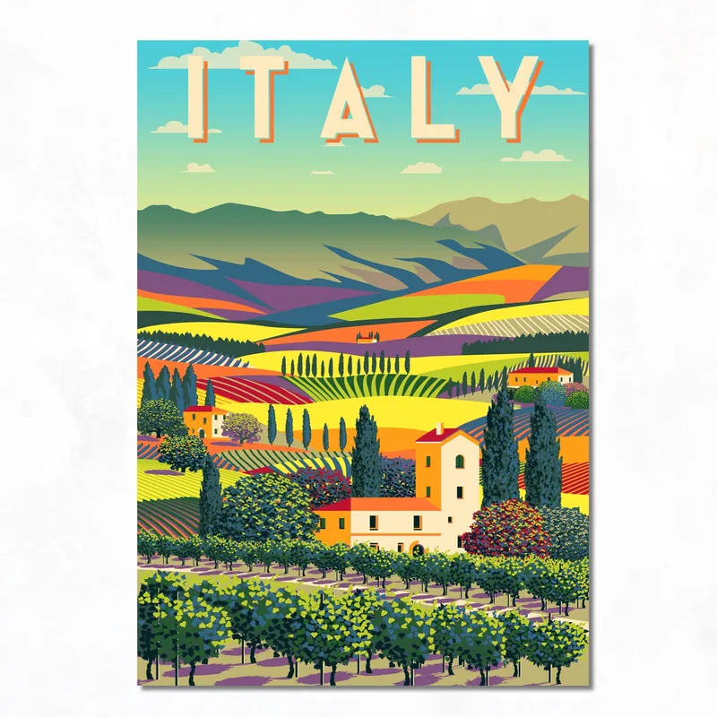 Quadro moderno paesaggio di vigneti italiani