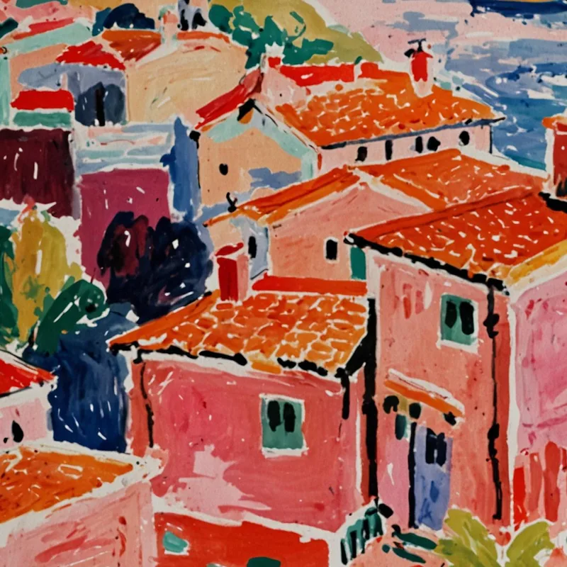 Tramonto in Villaggio Costiero quadro moderno su tela