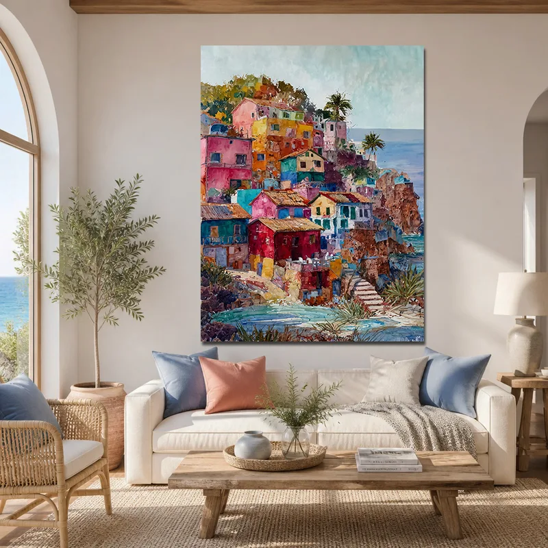 Villaggio Costiero Colorato quadro canvas