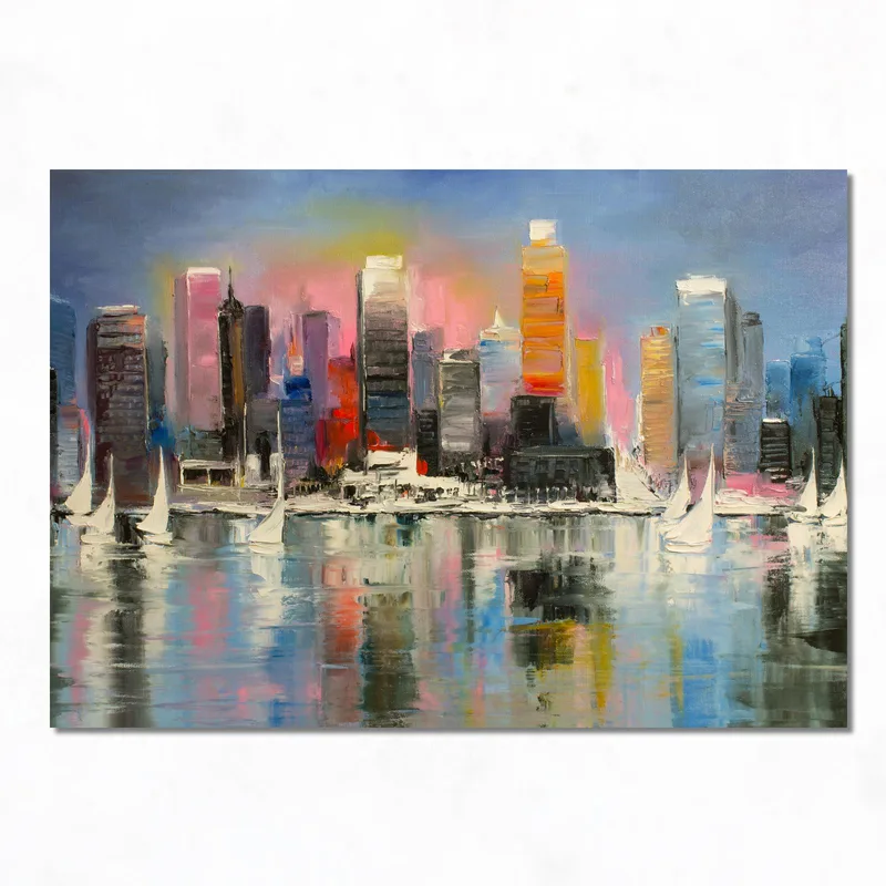 Riflessioni sullo Skyline della Città quadro canvas