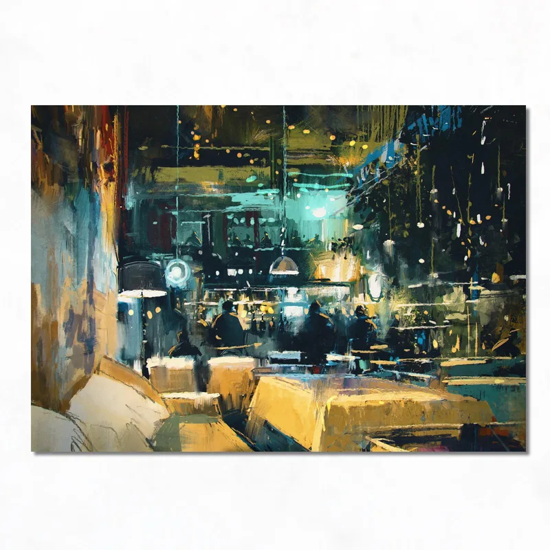 Scène de Café Urbain Douillet tableau sur toile