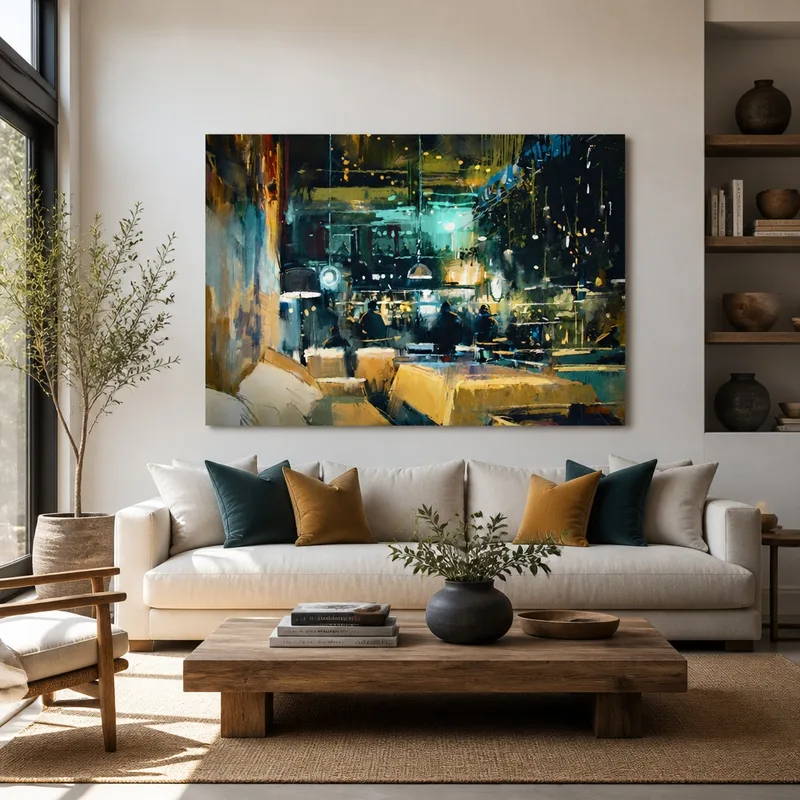 Scène de Café Urbain Douillet tableau sur toile