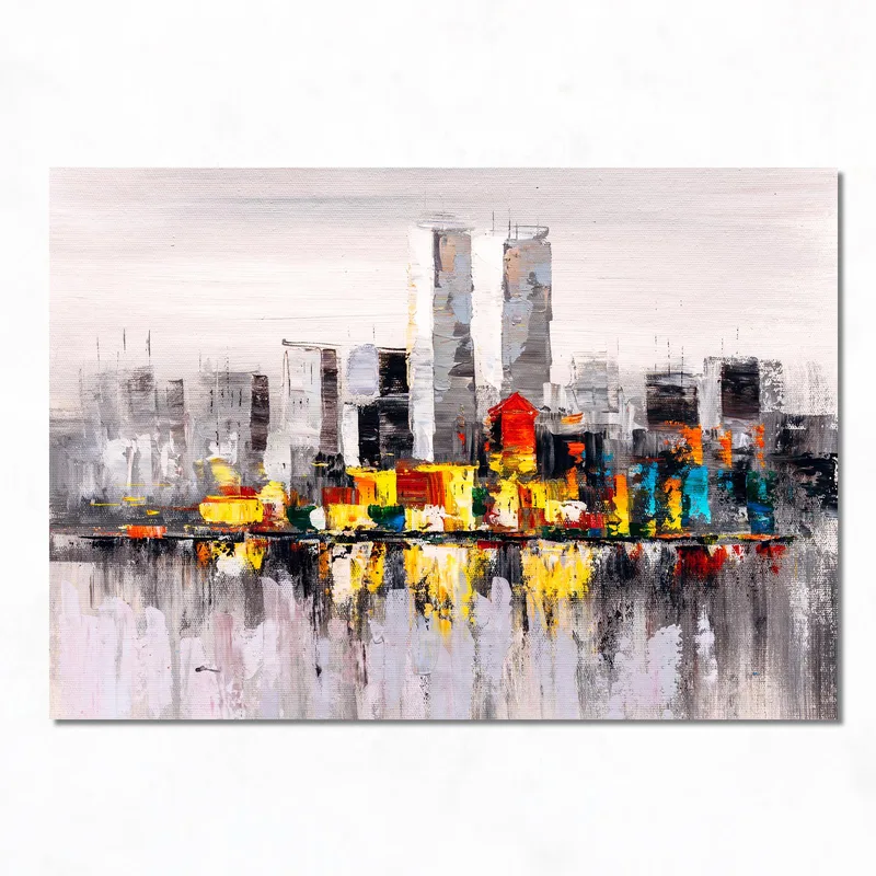 Canvas wall art urban skyline reflection