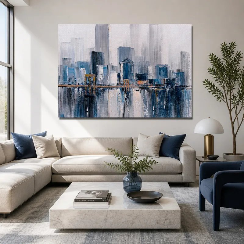 Toile artistique reflet de paysage urbain