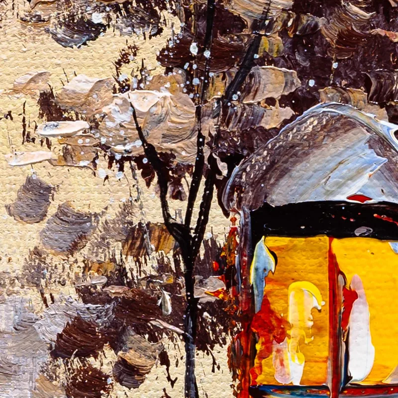 Scena di Strada Innevata della Città quadro canvas