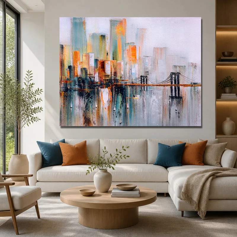 Quadro moderno skyline del ponte di brooklyn