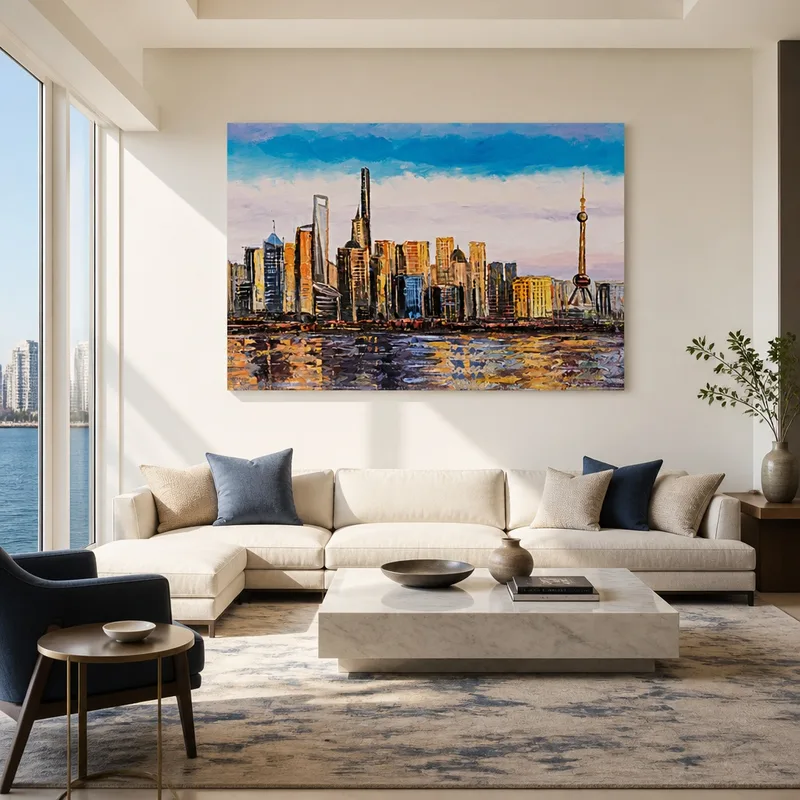 Quadro su tela paesaggio urbano di shanghai
