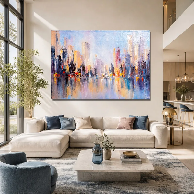 Quadro moderno riflesso di skyline urbano