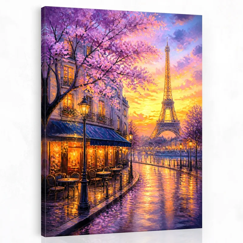 Quadro su tela tramonto sulla torre eiffel