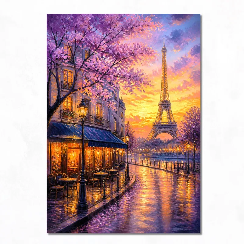 Canvas print eiffel tower sunset
