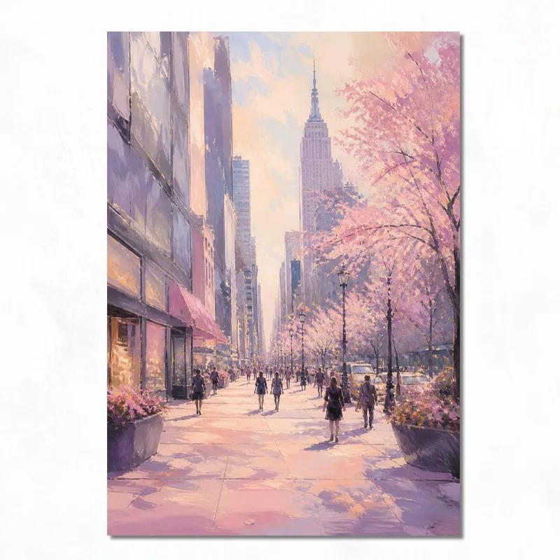 Escena de calle con flores de primavera en Nueva York cuadro moderno
