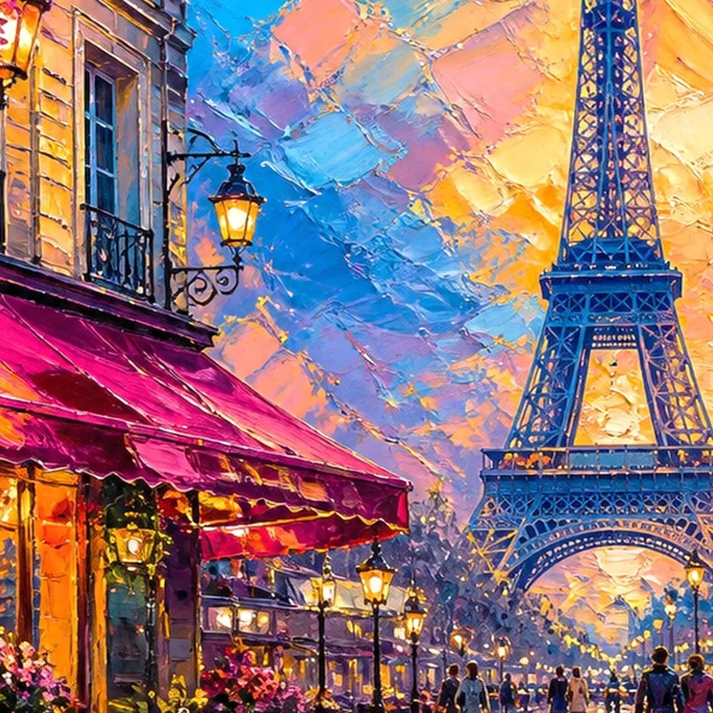 Torre Eiffel e Fiori di Ciliegio stampa su tela
