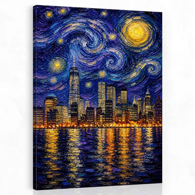 Stampa su canvas notte stellata skyline di new york