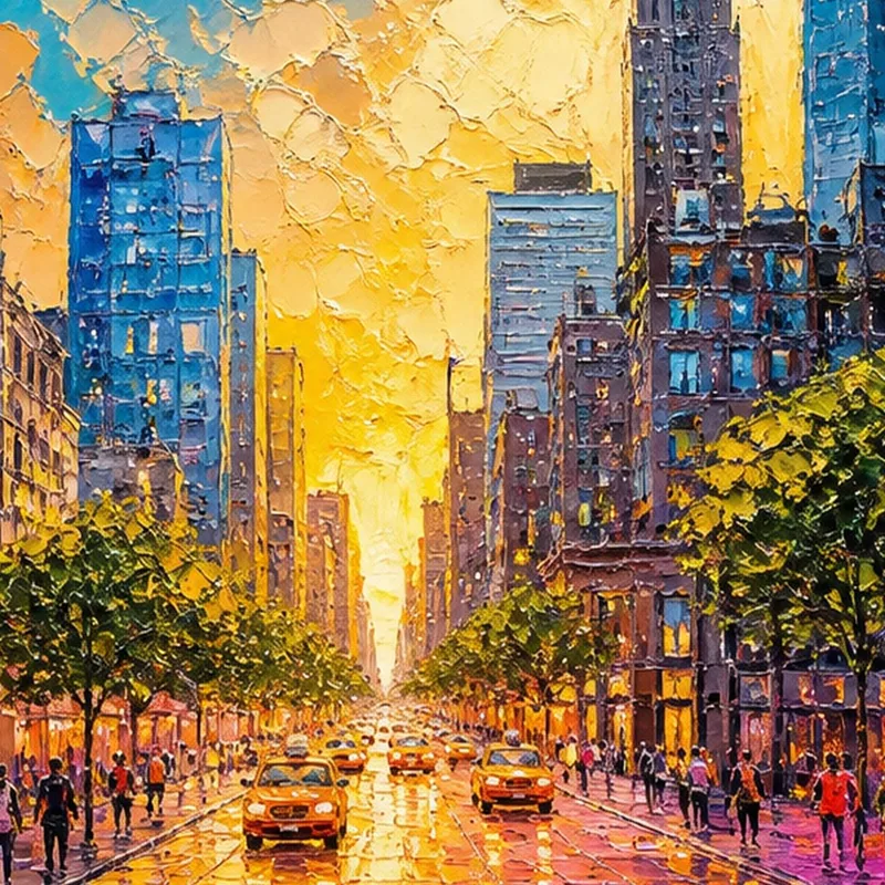 Paisaje urbano al atardecer cuadro en lienzo