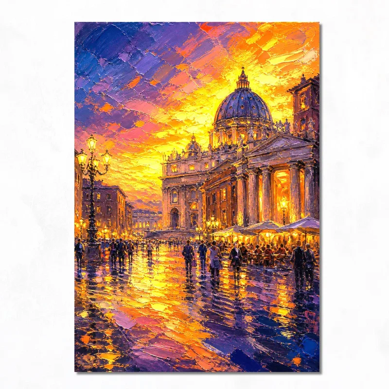 Reflexión del atardecer en el Vaticano cuadro moderno