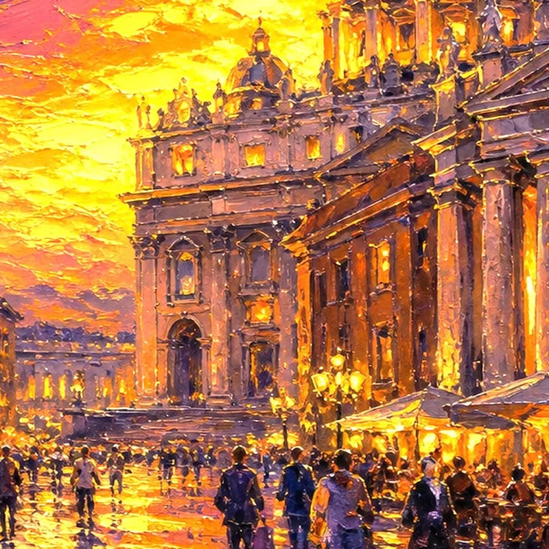 Reflexión del atardecer en el Vaticano cuadro moderno