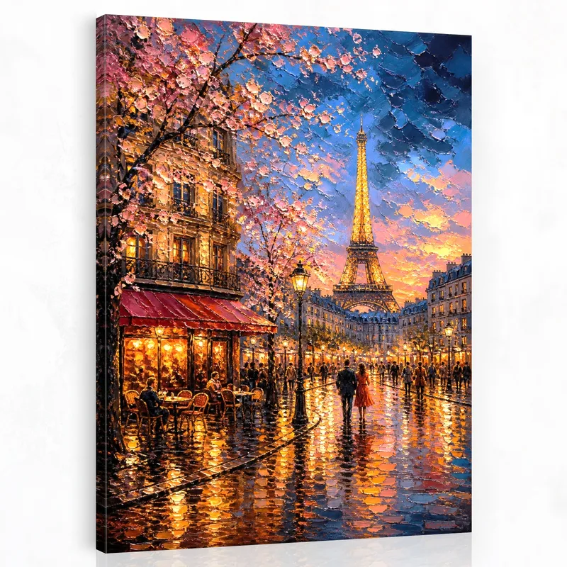 Quadro moderno passeggiata sera a parigi