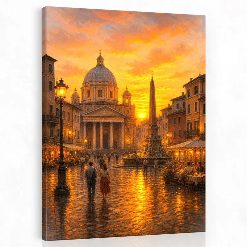 Passeggiata al Tramonto Romano quadro moderno su tela