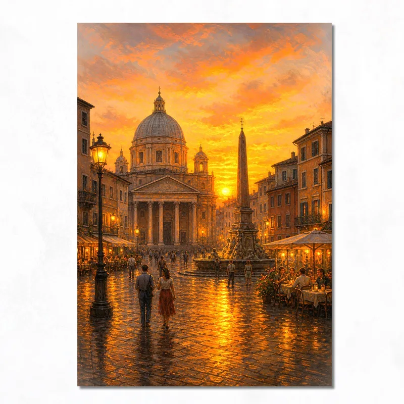 Roman Sunset Stroll canvas art print