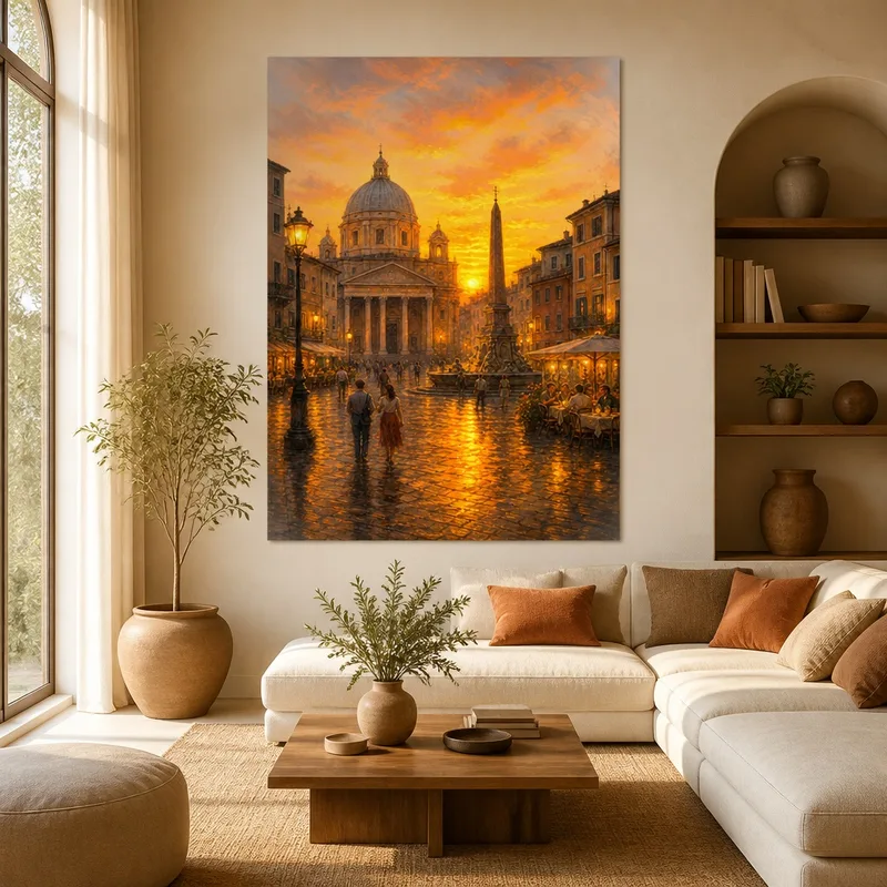 Roman Sunset Stroll canvas art print