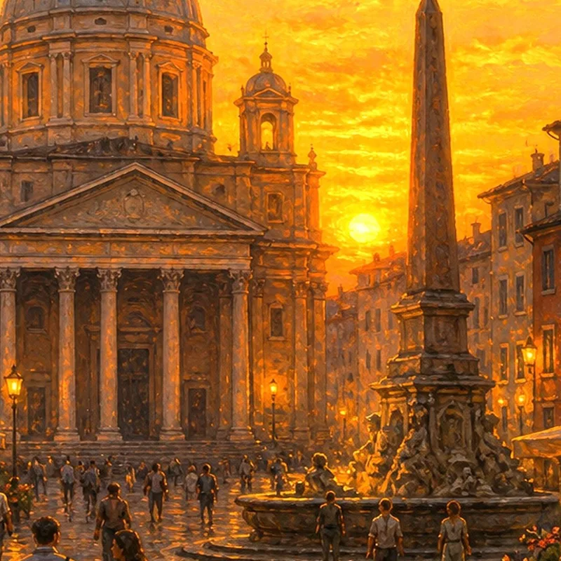 Roman Sunset Stroll canvas art print