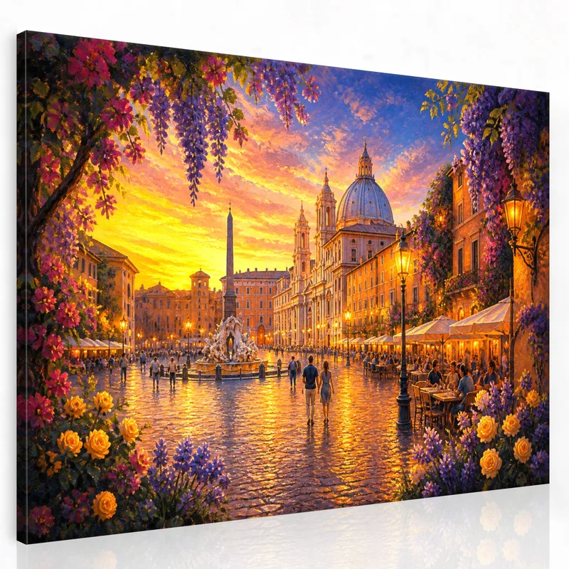 Tramonto a Roma stampa su tela