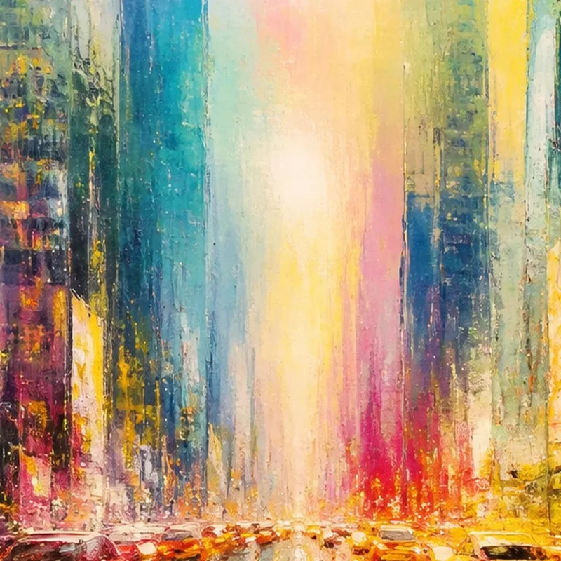 Toile artistique paysage urbain vibrant