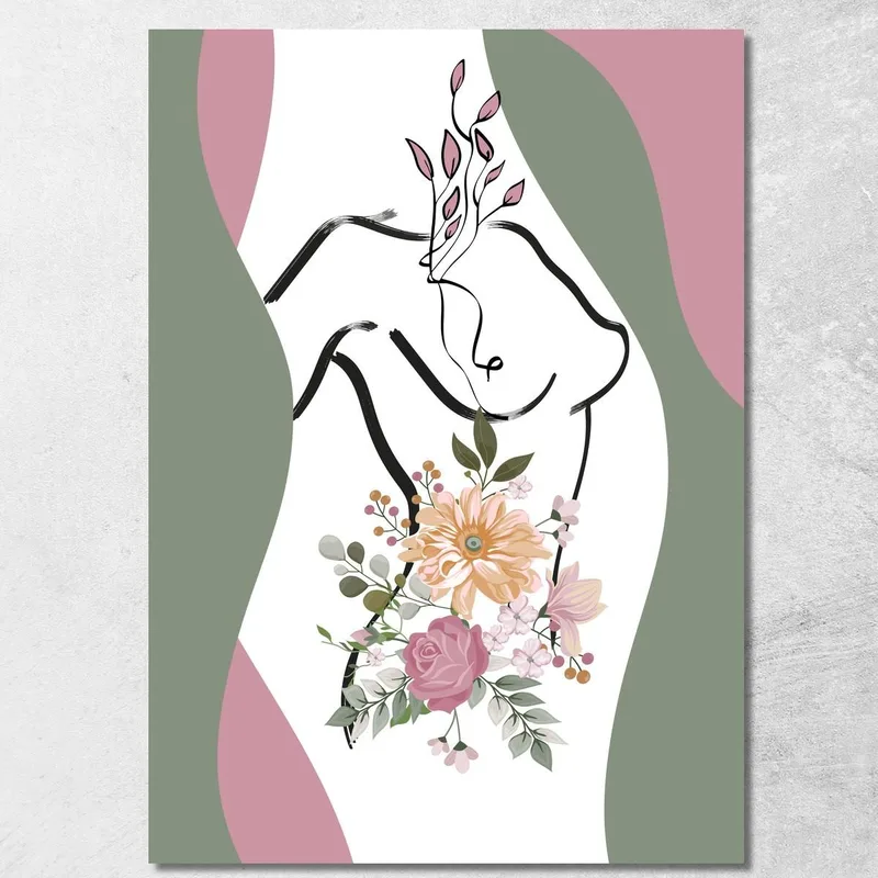 Quadro Astratto Solhouette Donna Fiori Romantici Fashion quadro stampa su tela