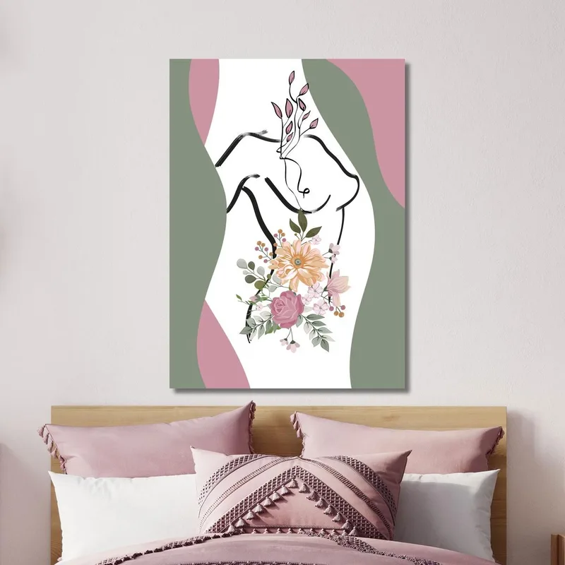 Quadro Astratto Solhouette Donna Fiori Romantici Fashion