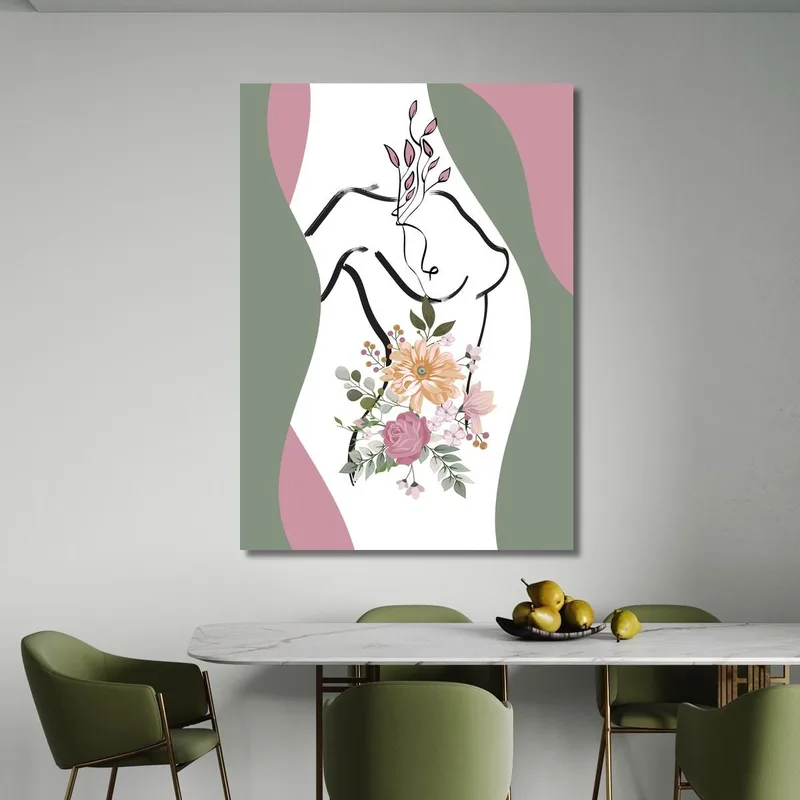 Quadro Astratto Solhouette Donna Fiori Romantici Fashion