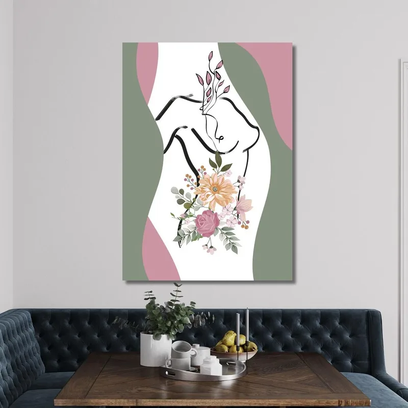 Quadro Astratto Solhouette Donna Fiori Romantici Fashion