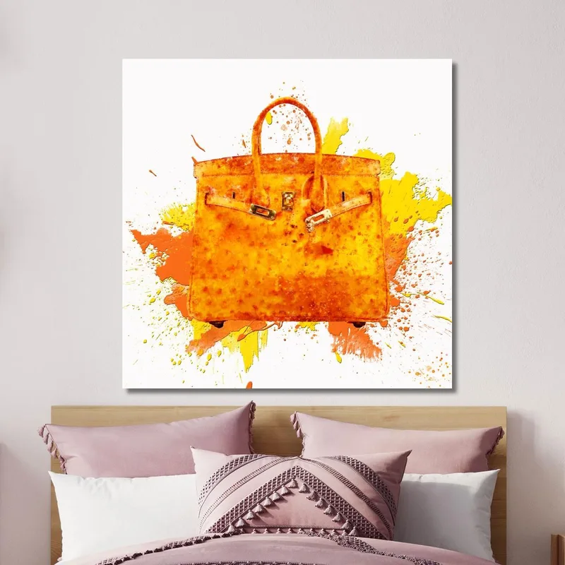 Orangefarbene Tasche Malerei Im Modernen Kunststil Fashion
