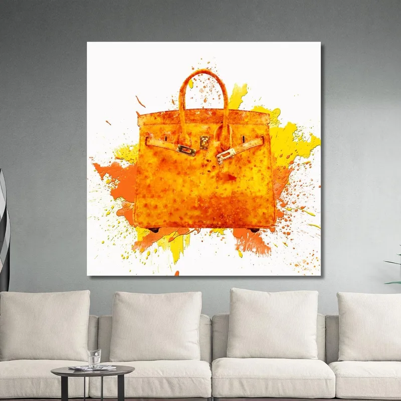 Orangefarbene Tasche Malerei Im Modernen Kunststil Fashion