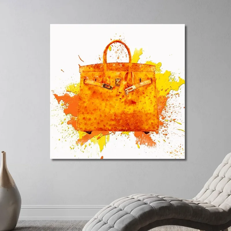 Orangefarbene Tasche Malerei Im Modernen Kunststil Fashion