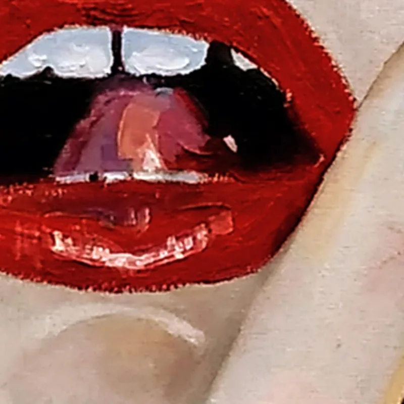 Quadro Donna Con Sigaretta Cuore Rosso E Labbra Lucide Fashion