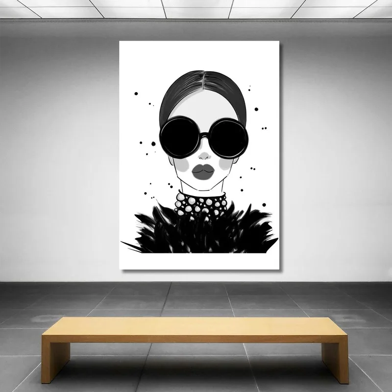 Mujer Glamurosa Pintando Gafas Oscuras Fashion