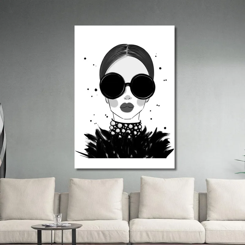 Mujer Glamurosa Pintando Gafas Oscuras Fashion
