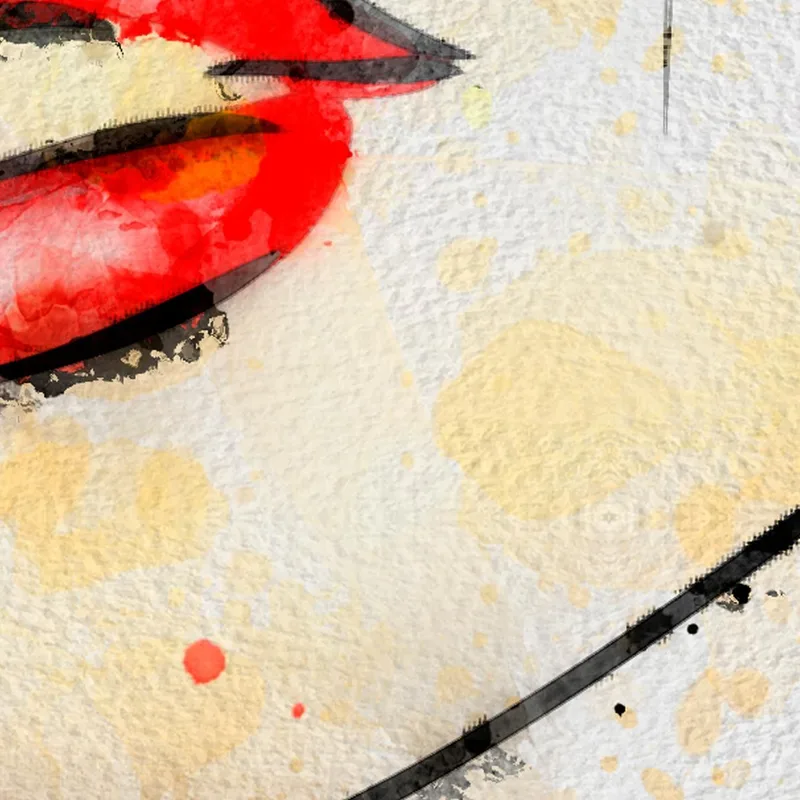 Peinture Moderne De Femme De Portrait Avec L'Aquarelle De Lunettes Rouges Fashion