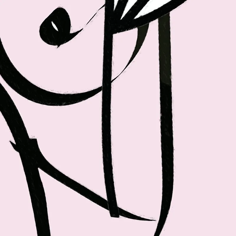 Cuadro Minimalista De Mujer Flor Rosa. Fashion