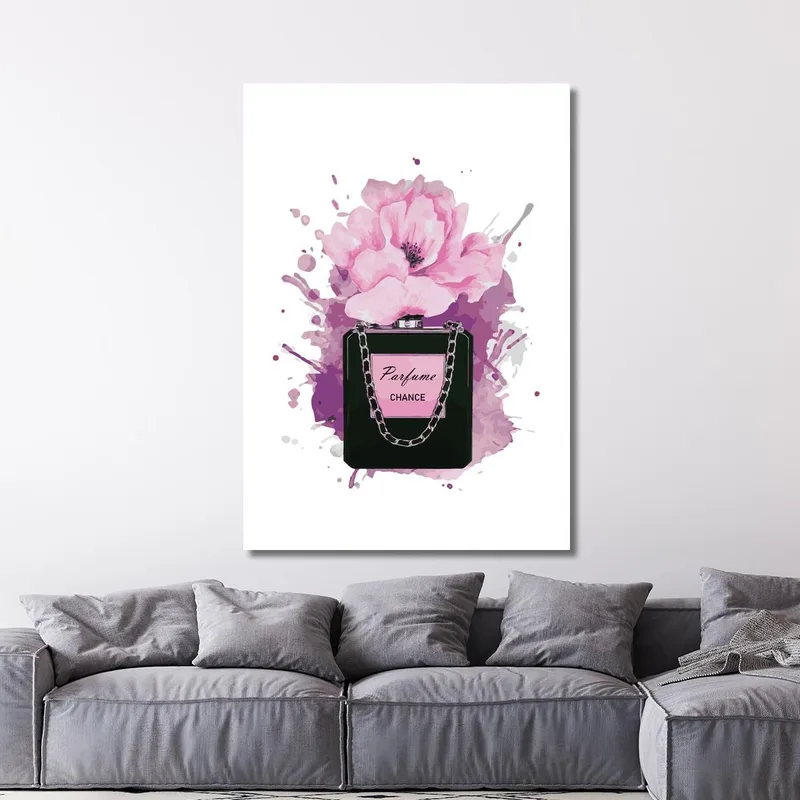 Rosa Parfümbild Mit Eleganter Lila Blume Fashion