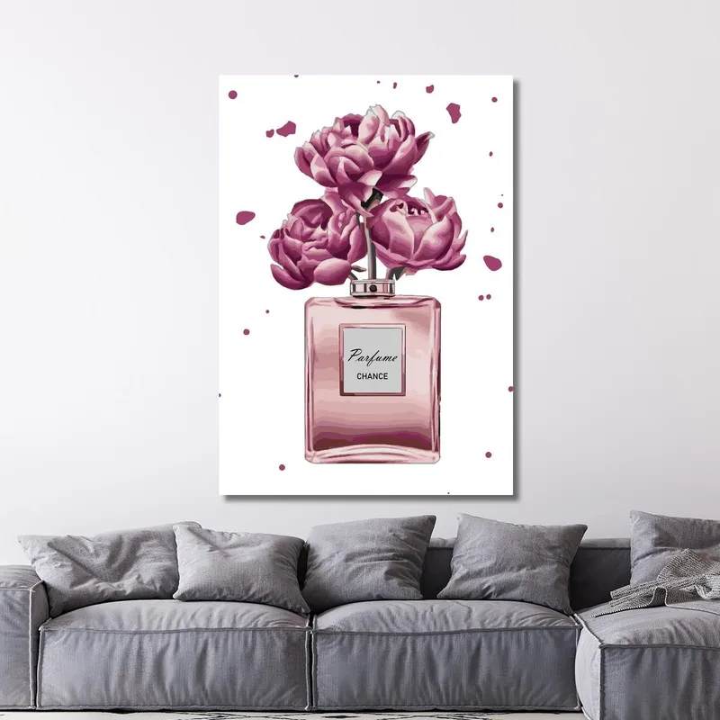 Abstraktes Parfümgemälde Mit Lila Rosen Fashion